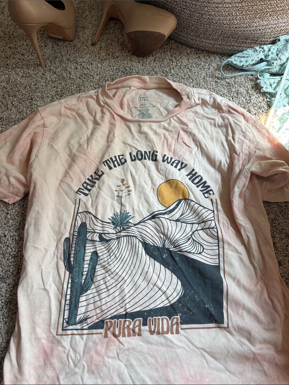 Pura Vida Desert Graphic Tee - Peach, Mustard & Teal